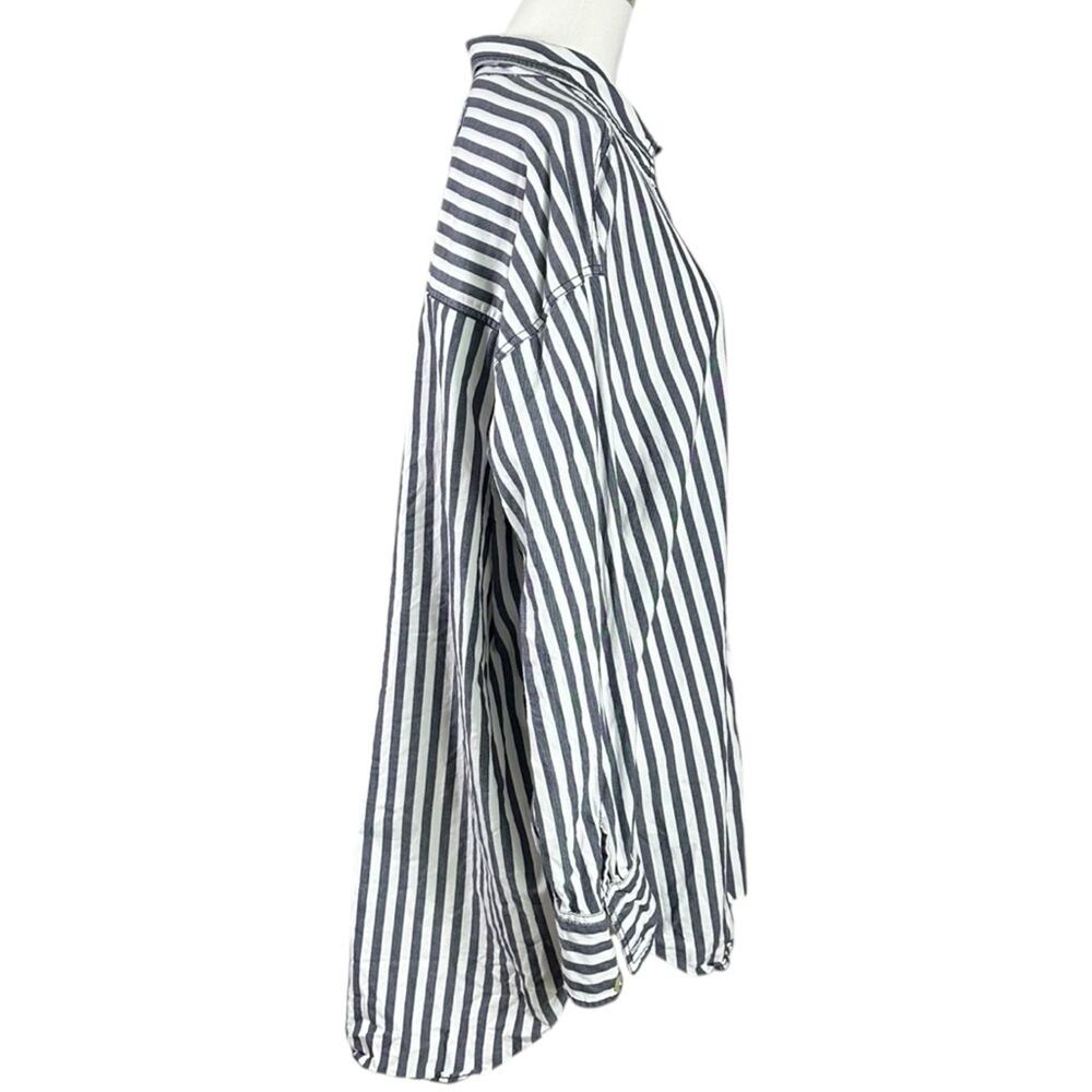 Free People Menswear Oversized Freddie Striped Shirt Nautical Navy Size Medium - Picture 11 of 15